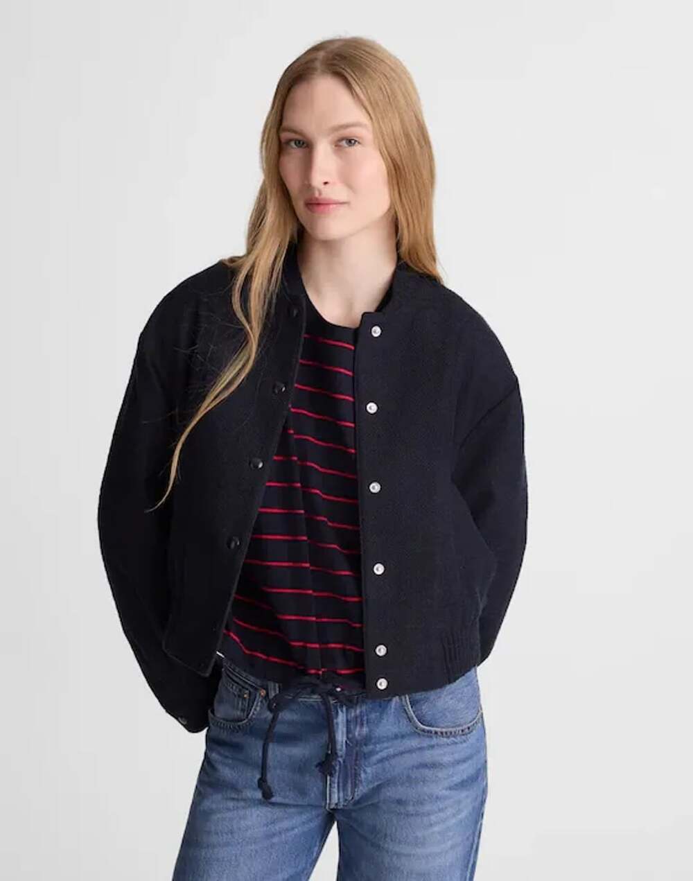 NWOT Madewell Bomber Jacket in Bouclé Size M Classic Navy